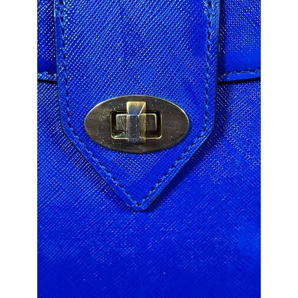 Henri Bendel Saffiano Leather Rivington Royal Blue Tote Pebbled Luxury Preppy - Picture 14 of 16
